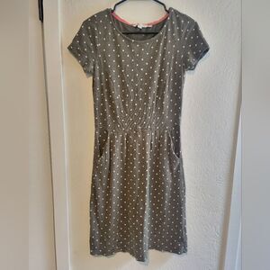 Boden Phoebe 100% Cotton Green Polka Dot Jersey Pocket Dress Size 6p